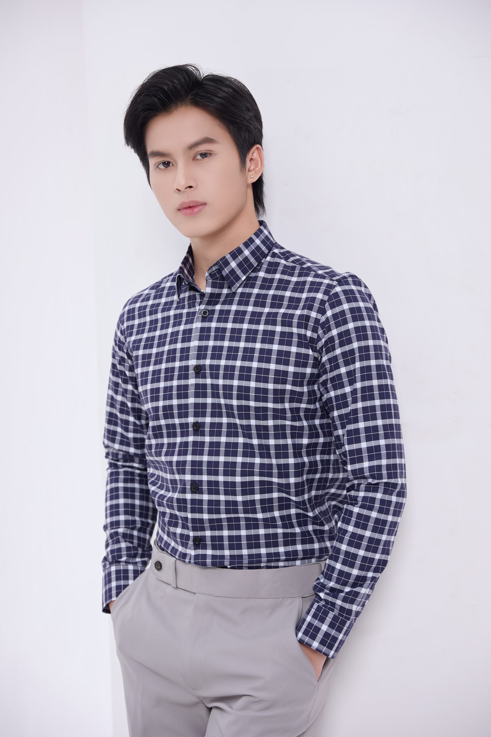 Sơ mi caro xanh- SM5015